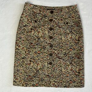SILKLAND‎ 100%Silk Multicolor Button Up Midi Skirt